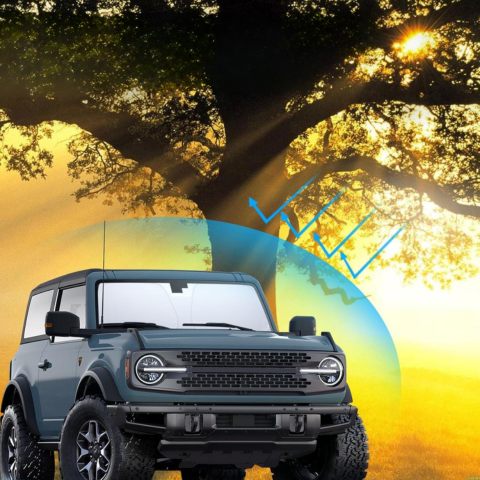 Fleksibelt solskjerm for frontrute — Kompatibel med 2 og 4 dører