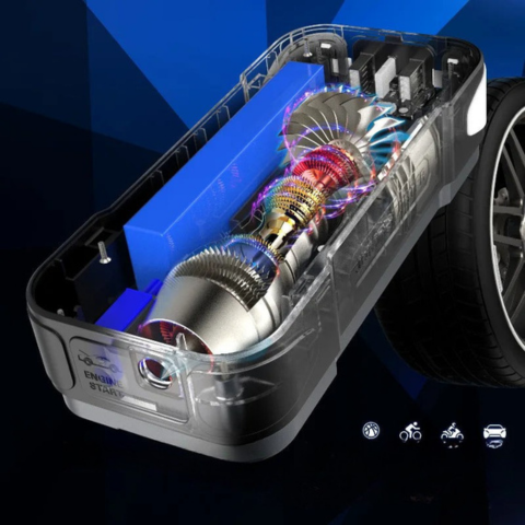 Prenosný auto štartér — Multifunkčný s kompresorom