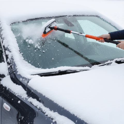 Snow Brush and Car Scraper — Adjustable and Removable Handle