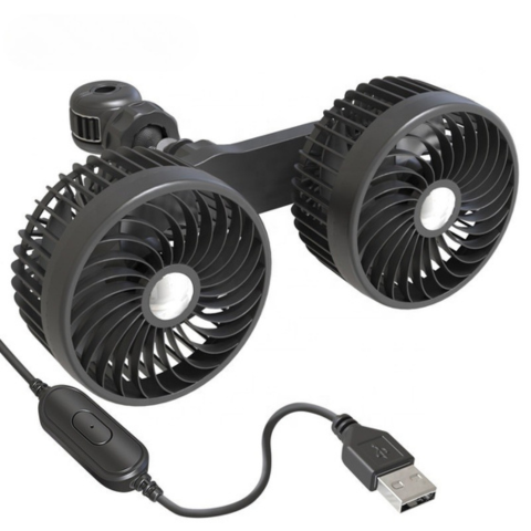 Double Head Car Fan — Rechargeable and Adjustable