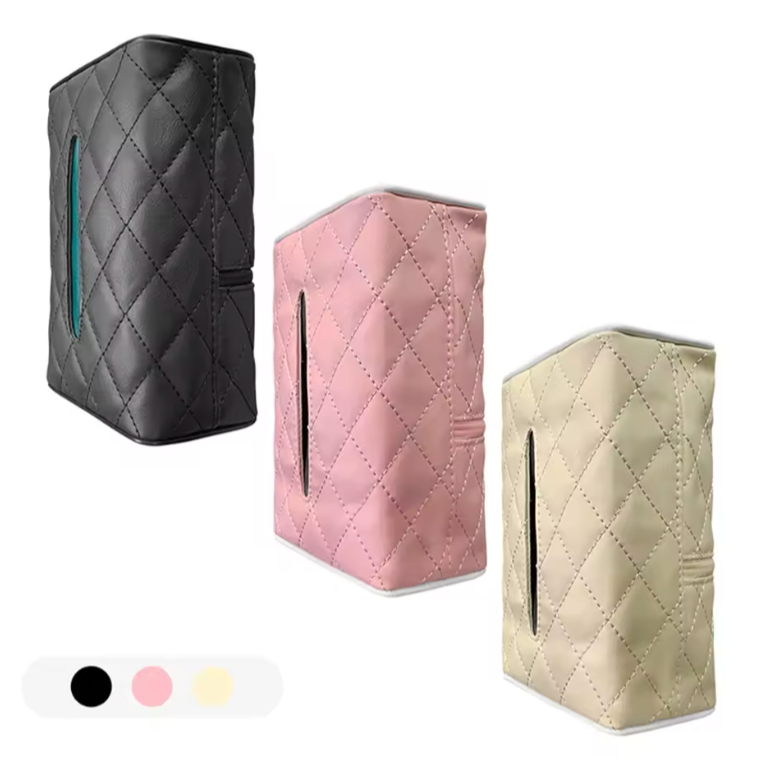 PU Leather Car Tissue Box – Sun Visor or Headrest Mount