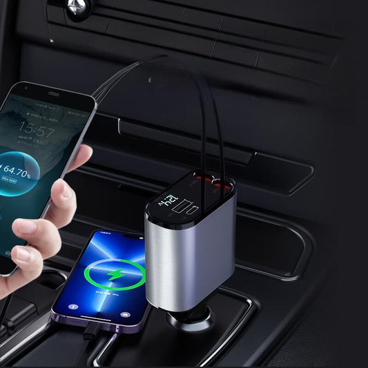 Rýchlonabíjačka do auta 12V – USB a Type-C s displejom 