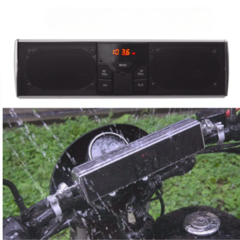 ハンドルバーサポート付きバイクスピーカー — 音楽での移動に最適 