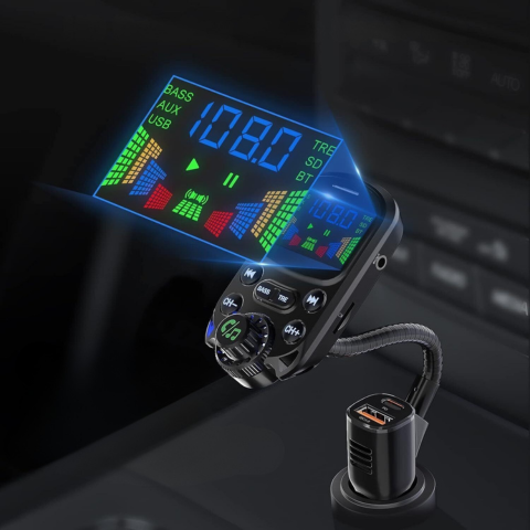 Multifunction FM Transmitter For Car — Music & Voice Assistant 