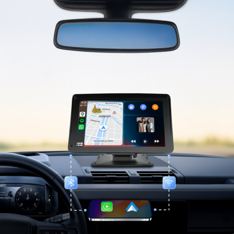 Multimedialny ekran samochodowy — CarPlay i Android Auto bezprzewodowo 