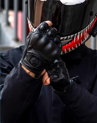 Rękawice motocyklowe z półpalcami z PU – stylowe retro biker i oddychające na lato 