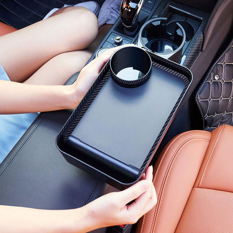 Soporte De Almacenamiento Para Coche - Bandeja Y Portavasos Integrados 